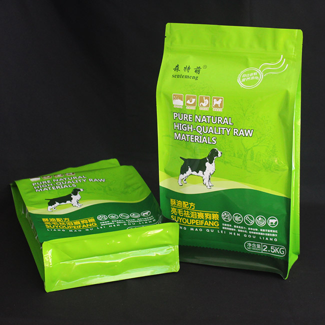 2.2kg 2.5kg Direct Factory Plastic Glossy Aluminum Strong Packaging Bags Flat Bottom Ziplock Pet Dog Cat Food Bag For Packing