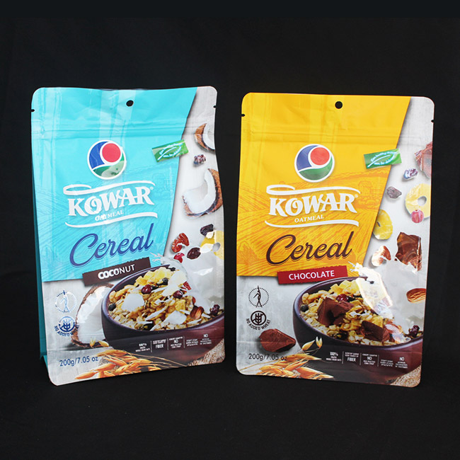 Customized Printed Flat Bottom Resealable Zip Lock Sealed Bag Flat Bottom Pouch Eight Side Sealing Bags