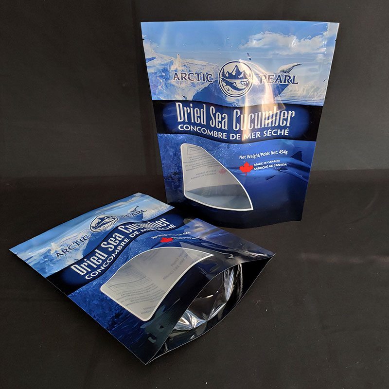 Plastic Resealable Zipper Sea Cucumber Sea Slug Packing Seafood Stand Up Pouches Bags