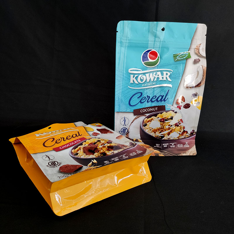 Customized Printed Flat Bottom Resealable Zip Lock Sealed Bag Flat Bottom Pouch Eight Side Sealing Bags